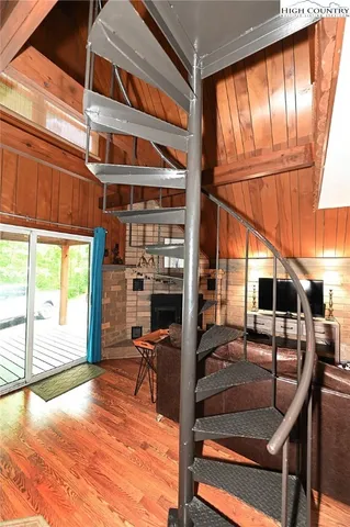 a view of a hall with an outdoor space