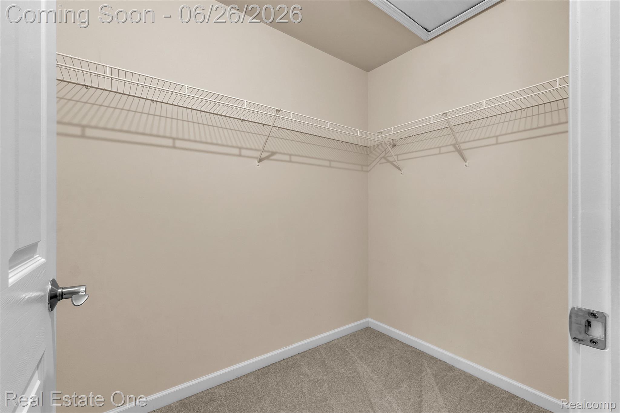 41590 Mitchell Road Novi, MI 48377 - Photo 34 of 45 Walk-in closet with carpet flooring, light neutral wall paint, white wire shelving, and white baseboards