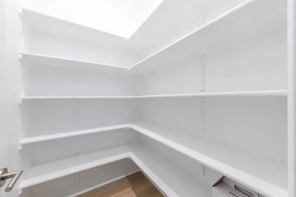 a view of an empty walk in closet