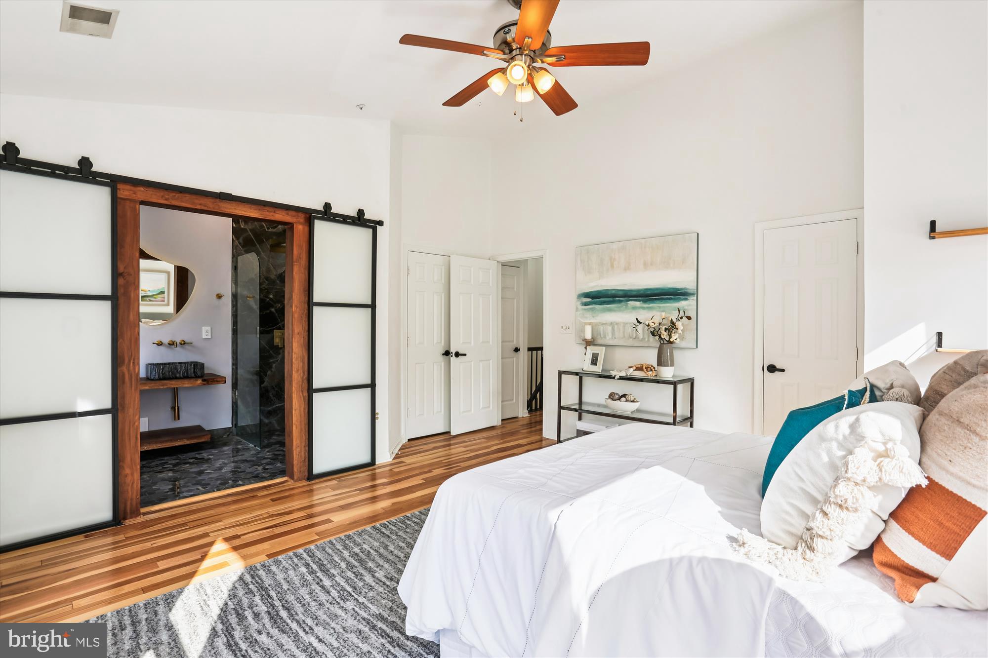 120 Ridgepoint Place Gaithersburg, MD 20878 - Photo 17 of 51 a bedroom with a bed and a large mirror