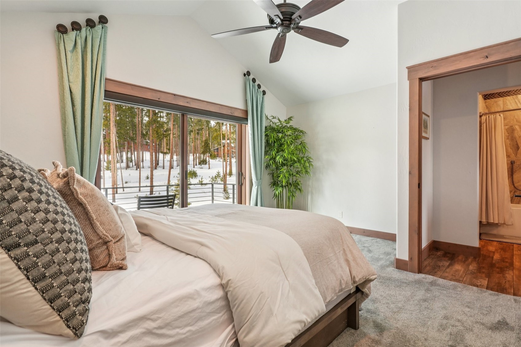 60 Barton Ridge Drive Breckenridge, CO 80424 - Photo 46 of 50 Carpeted bedroom with vaulted ceiling and a ceiling fan
