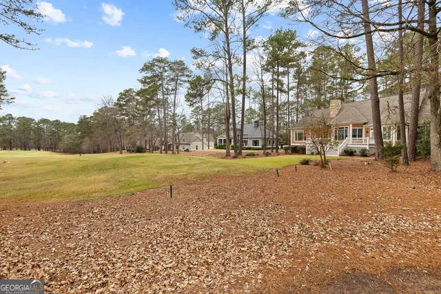 a view of road with large trees