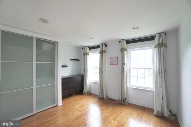 a view of walk in closet with empty racks