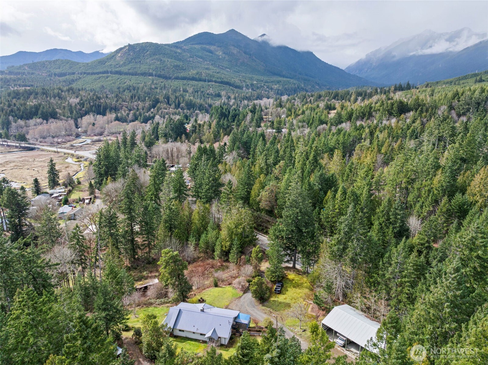 309723 Highway 101 Brinnon, WA 98320 - Photo 5 of 40 a view of a lush green hillside and a houses