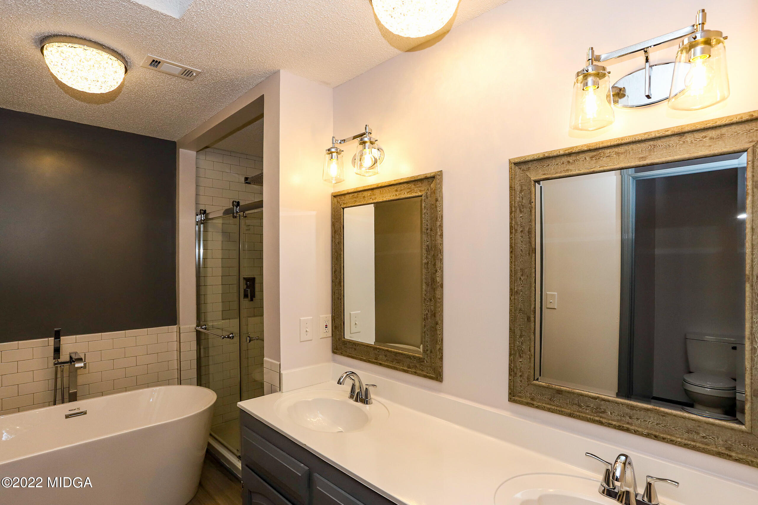 107 Ridge Circle Macon, GA 31216 - Photo 74 of 80 a bathroom with a tub double vanity sink and a large mirror