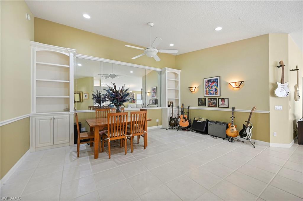 4910 Kingston Way Naples, FL 34119 - Photo 7 of 24 Dining space with light tile patterned floors, recessed lighting, and a ceiling fan