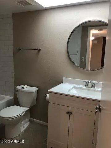 a bathroom with a bathtub