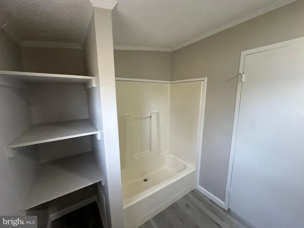 a bathroom with a bathtub