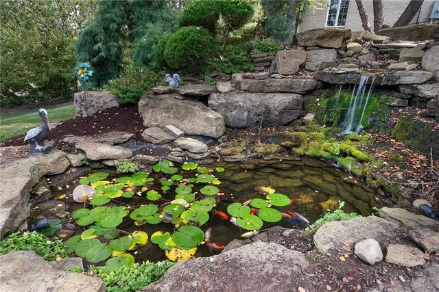 a garden with lots of trees and flowers