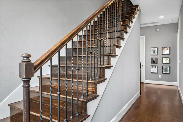 a view of entryway with wooden floor