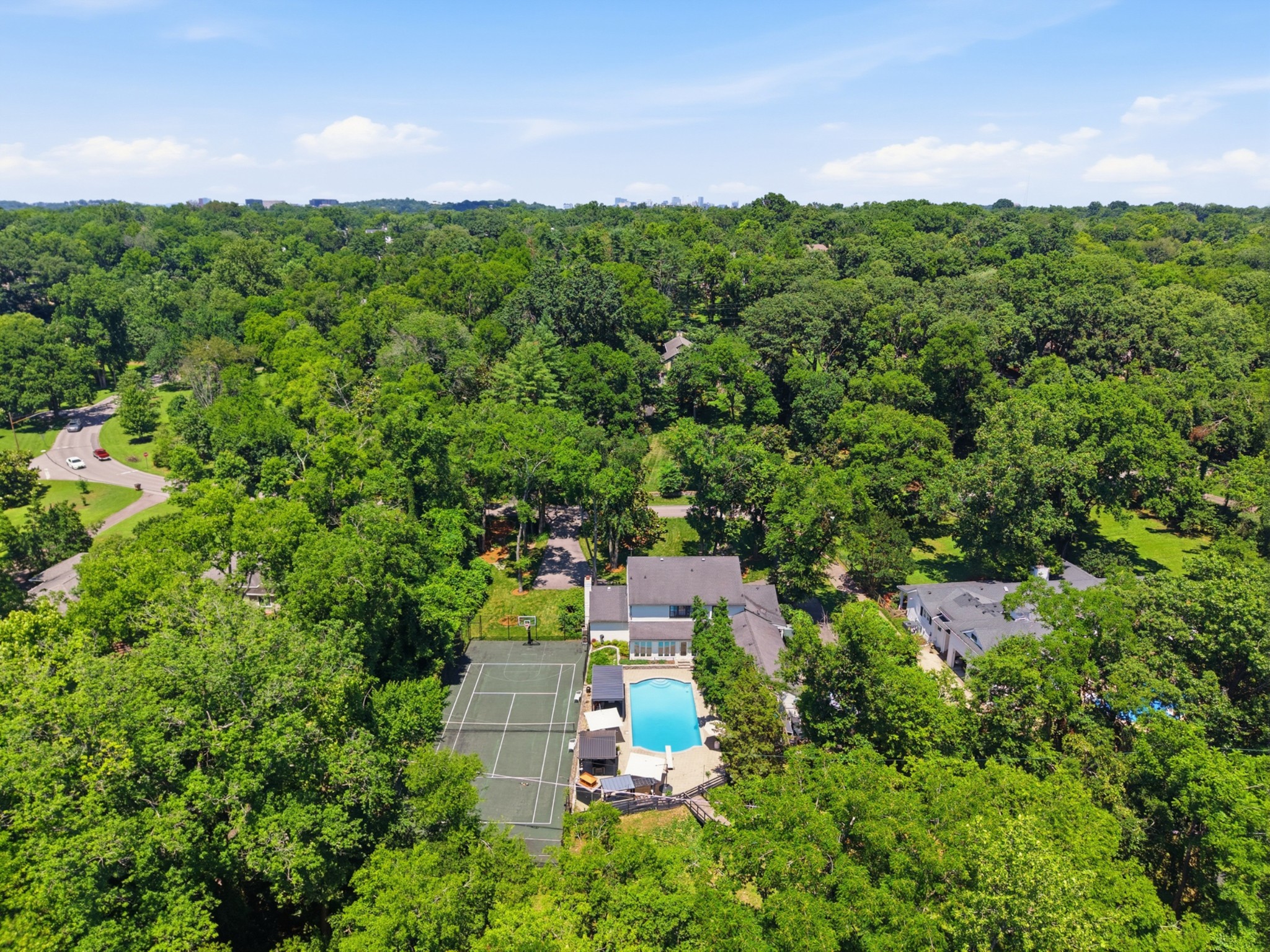 2419 Valley Brook Road Nashville, TN 37215 - Photo 19 of 80 an aerial view of residential house with outdoor space and trees all around