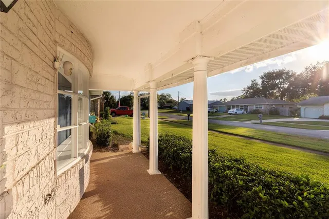 a view of a balcony with lake view