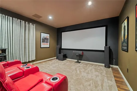 a view of a garden with plants and trees