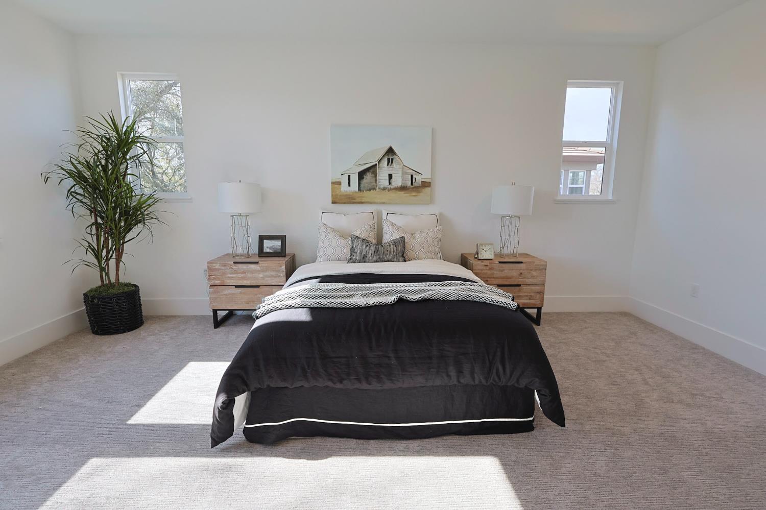 5638 Lakepointe Drive Rocklin, CA 95677 - Photo 13 of 30 a bedroom with a bed lamp and a potted plant