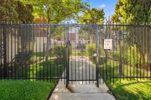 a view of a wrought iron fences