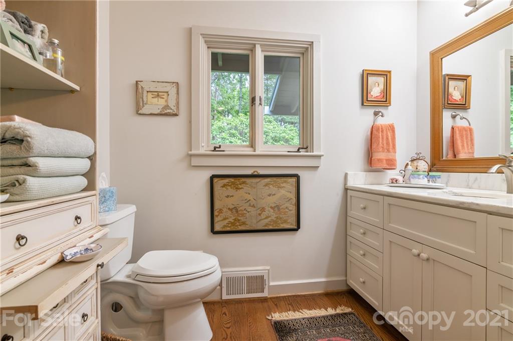 811 Hunting Country Road Tryon, NC 28782 - Photo 22 of 40 a bathroom with a toilet a sink and a mirror