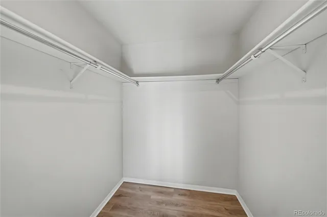 a view of an empty walk in closet