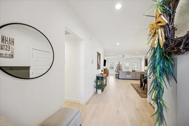 an entryway in front of a house