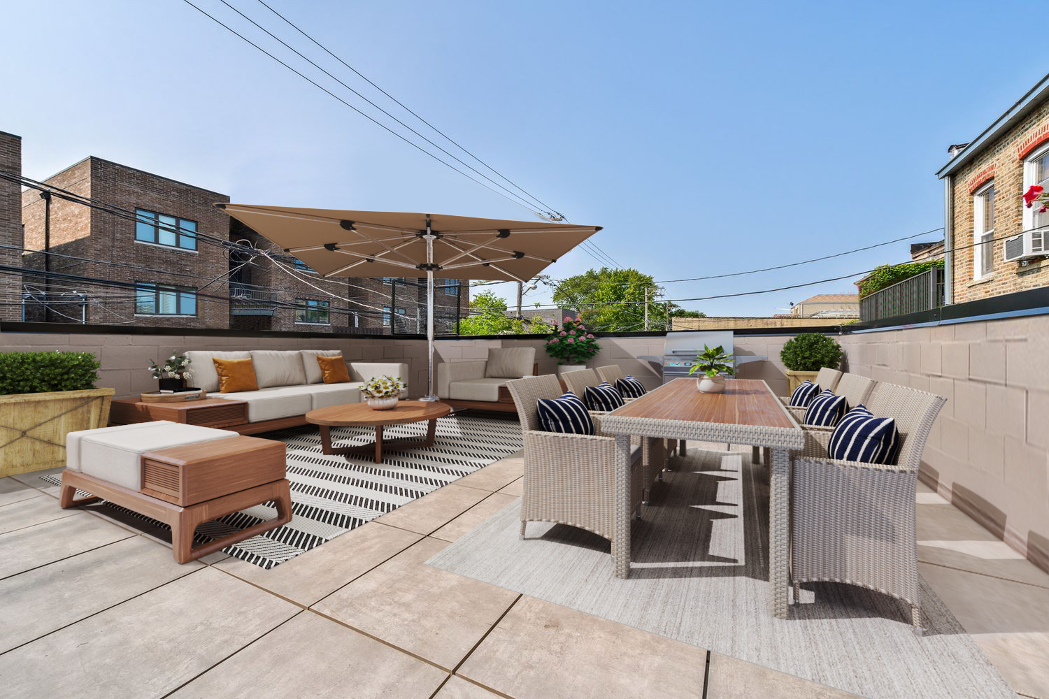2005 West Huron Street, Unit 1 Chicago, IL 60612 - Photo 28 of 30 a outdoor space with patio the couches and a potted plant on the table