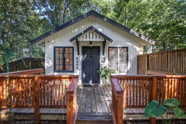 a view of a wooden roof deck