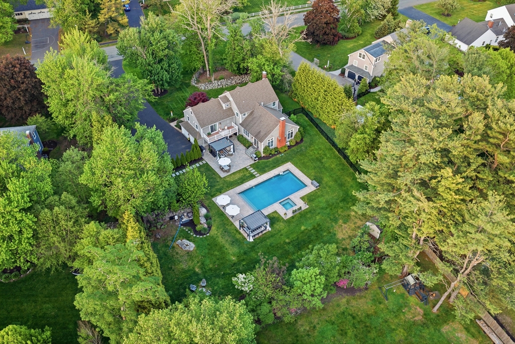 85 Old Farm Road Milton, MA 02186 - Photo 42 of 42 an aerial view of a house with swimming pool and outdoor space