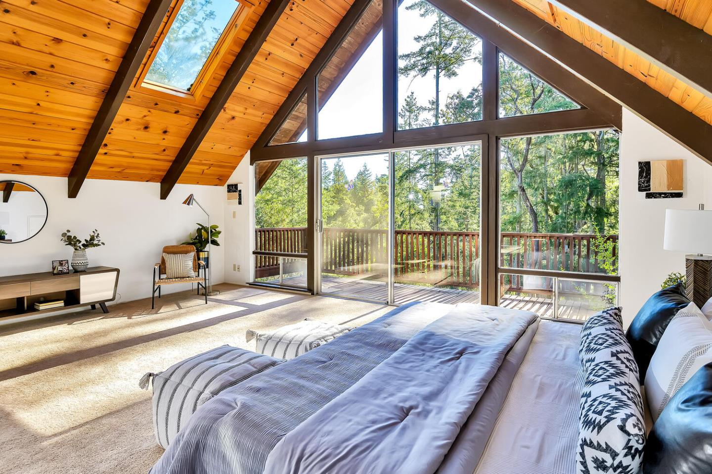 5 Morse Lane Woodside, CA 94062 - Photo 22 of 30 a large bedroom with a bed and a large window