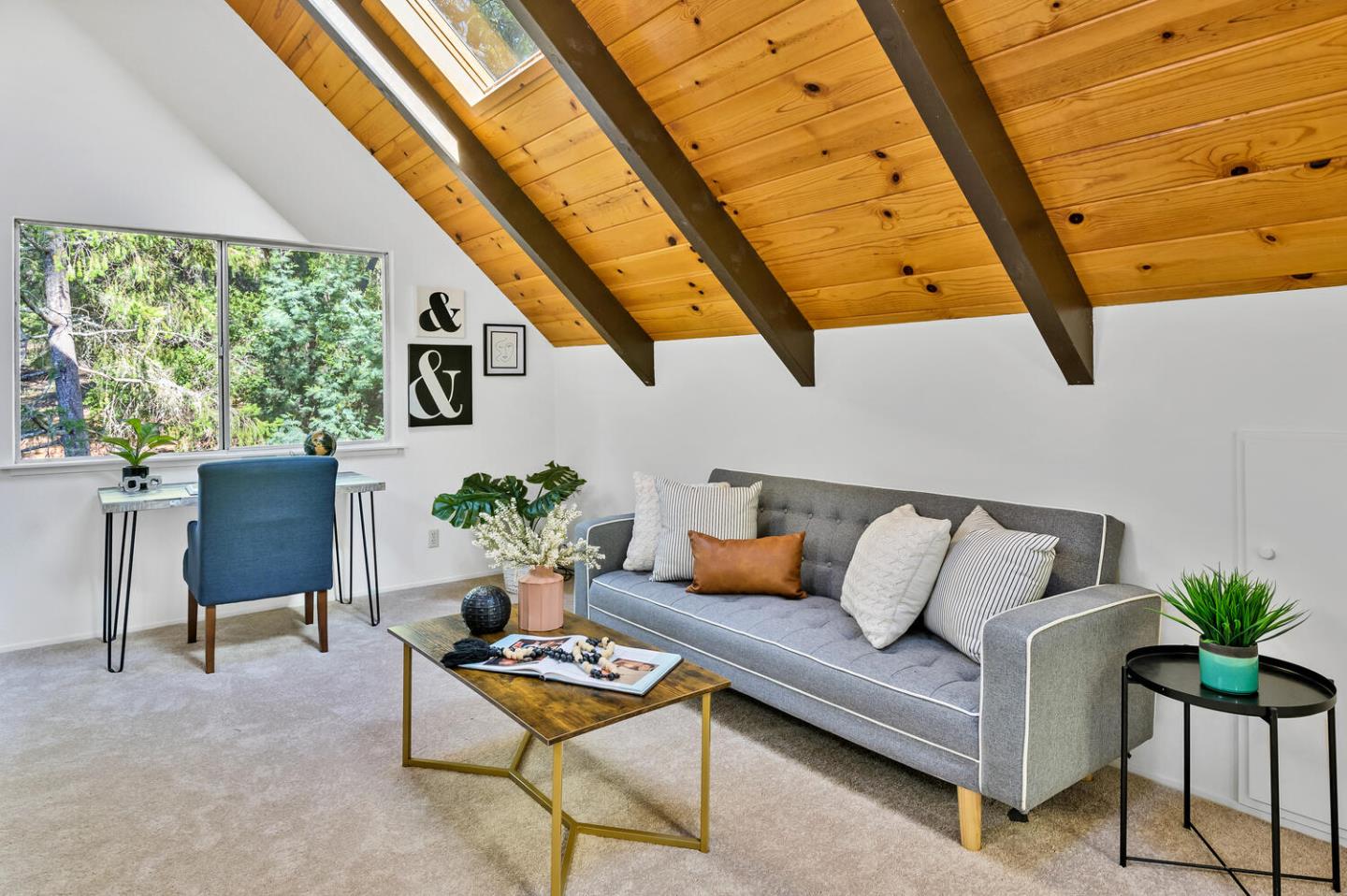 5 Morse Lane Woodside, CA 94062 - Photo 27 of 30 a living room with furniture and a floor to ceiling window