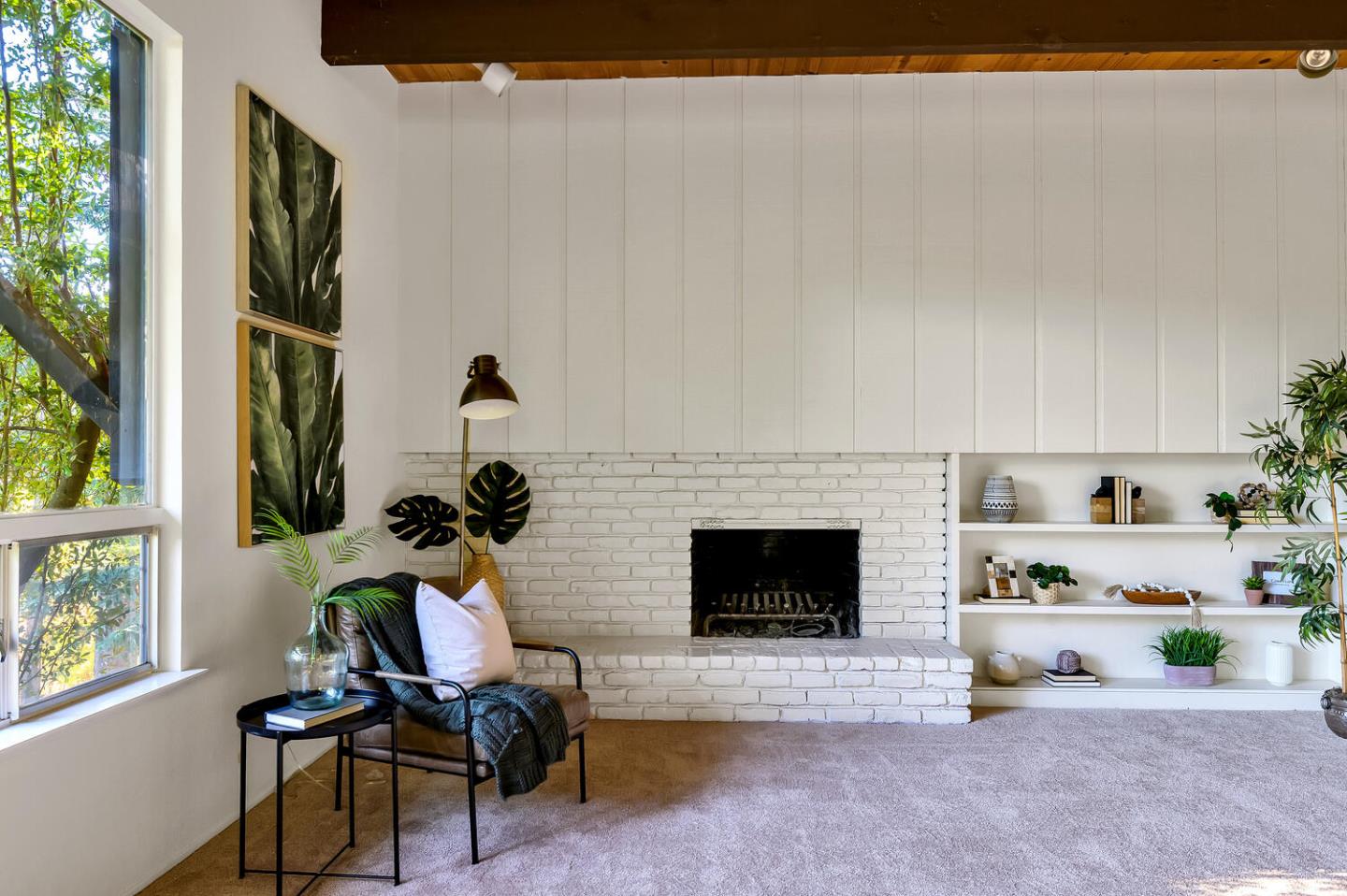 5 Morse Lane Woodside, CA 94062 - Photo 5 of 30 a living room with furniture a fireplace and a window