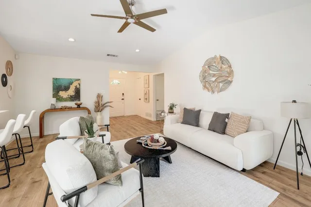 a living room with furniture