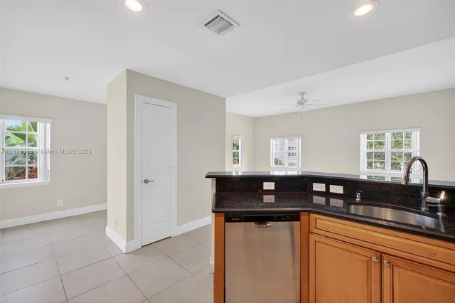 a kitchen with stainless steel appliances granite countertop a sink and a granite counter tops