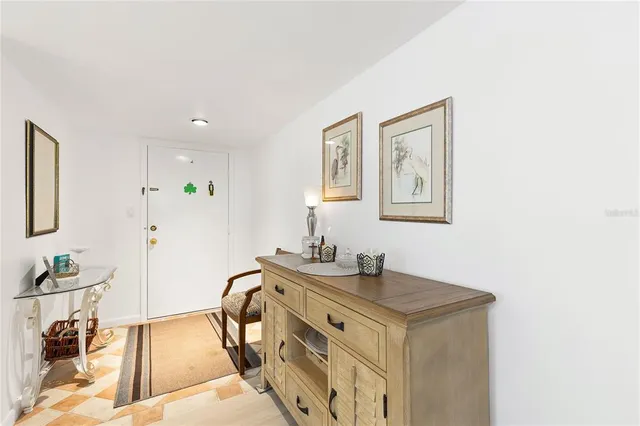 a view of a hallway with workspace