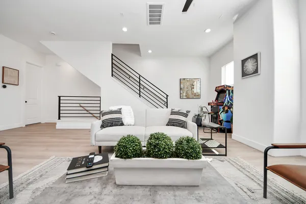 a bedroom with a bed and a walk in closet