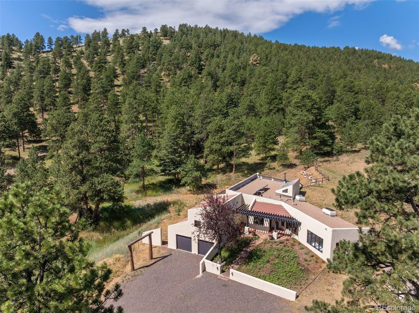 1053 Red Moon Road Evergreen, CO 80439 - Photo 21 of 50 an aerial view of a house with a yard