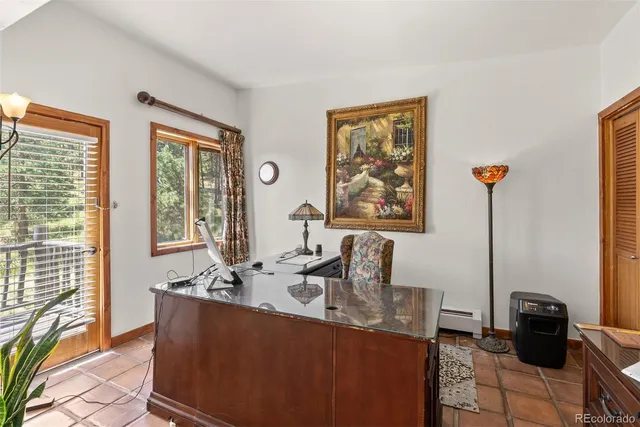 a potted plant sitting on a floor in front of a house
