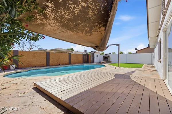 a view of a wooden deck