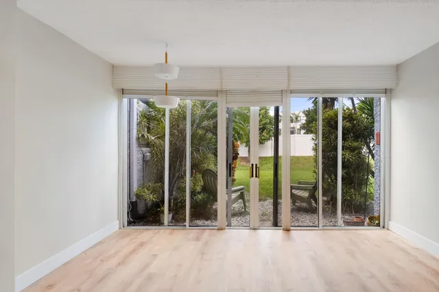 a view of an outdoor space with a balcony