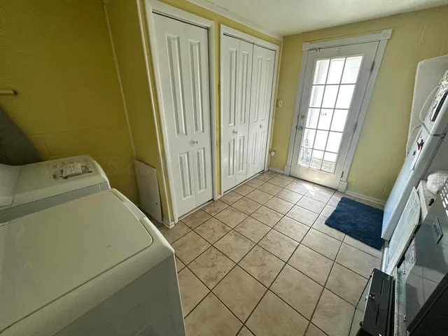 a view of a swimming pool with an outdoor space