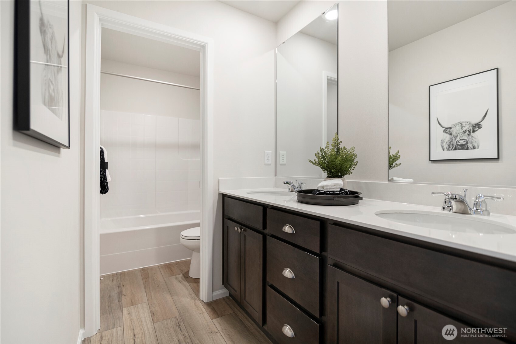 4059 Reef Rd Port Orchard Southwest Port Orchard, WA 98367 - Photo 23 of 29 a bathroom with a double vanity sink toilet and shower