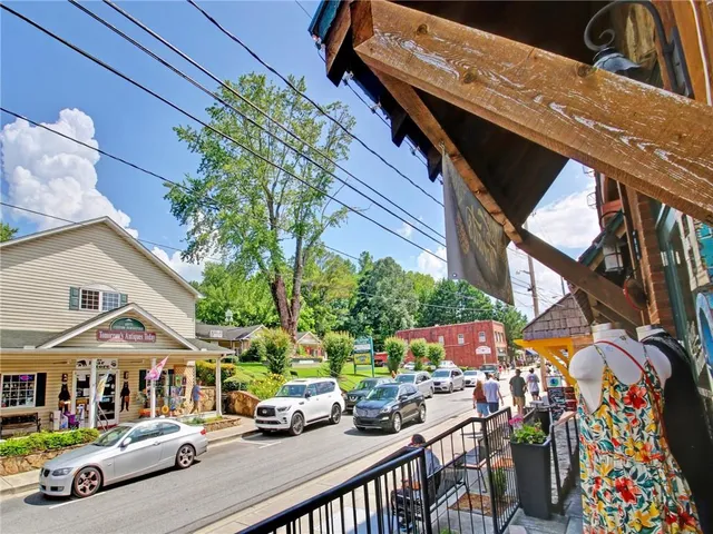 a view of building with an outdoor seating