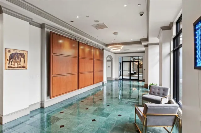 a living room with furniture