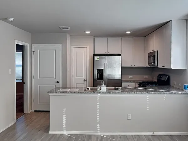 an empty room with windows