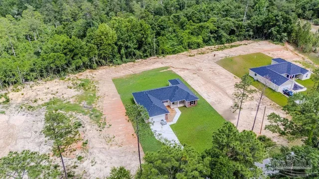 an aerial view of a house