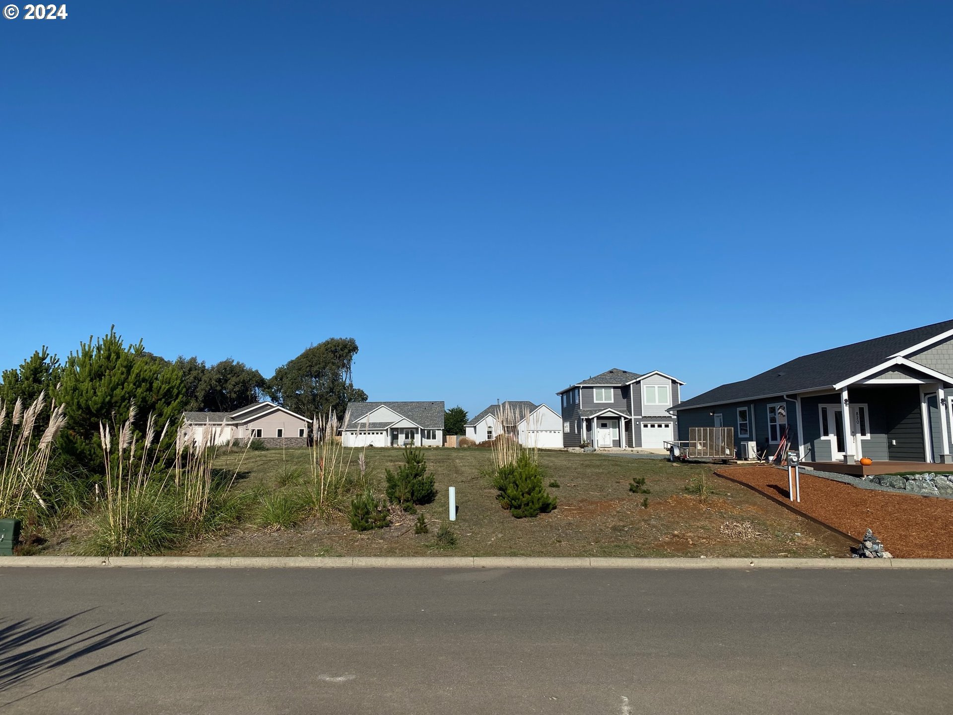 848 Seacrest Drive Bandon, OR 97411 - Photo 6 of 24 a front view of a house with a yard and palm trees