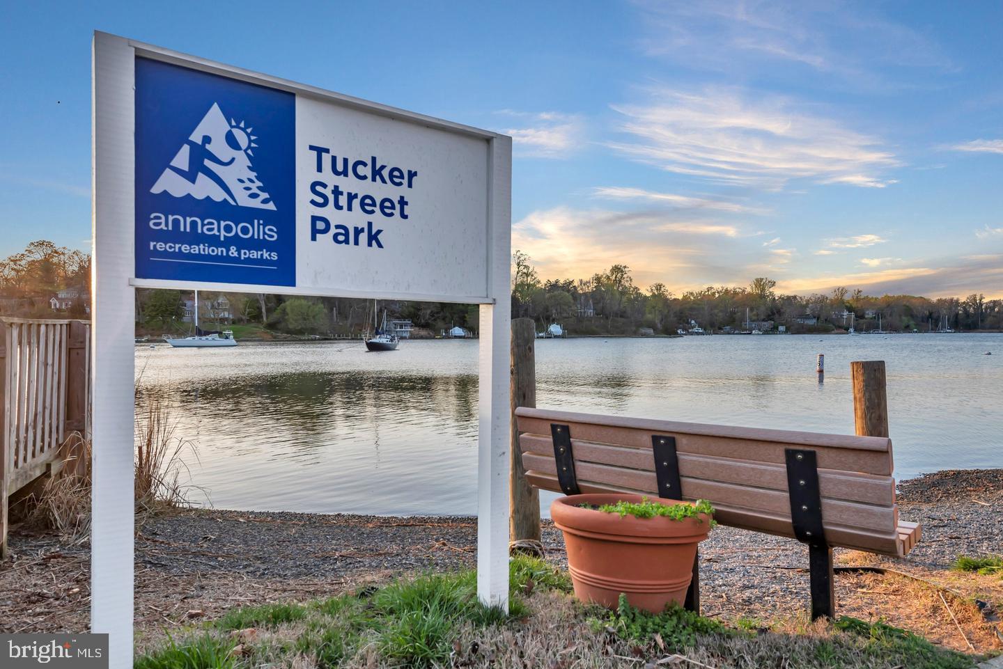 1 Tucker Street Annapolis, MD 21401 - Photo 31 of 46 a lake view with a bench and lake view