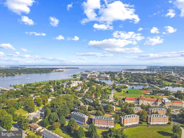 a view of a lake with a city view