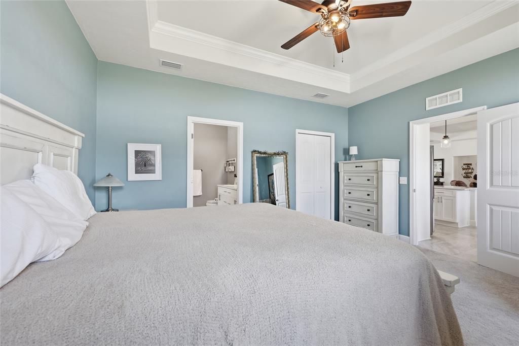 2168 Southwest 245th Terrace Newberry, FL 32669 - Photo 14 of 34 a bedroom with a large bed and a chandelier