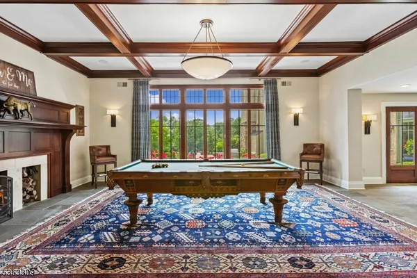 a living room with a large window