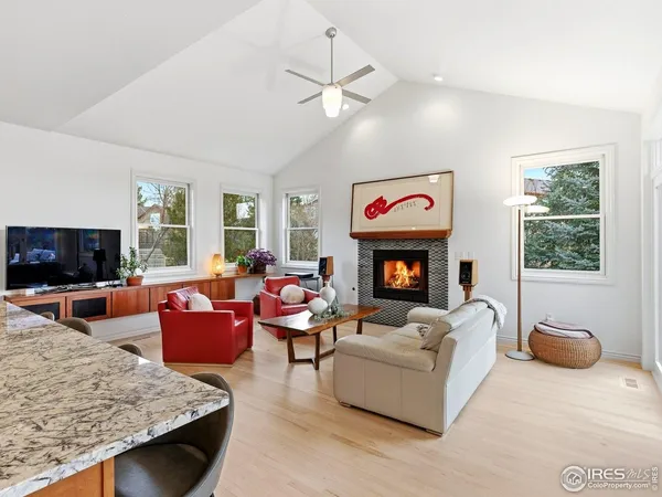 a living room with furniture a rug and a fireplace