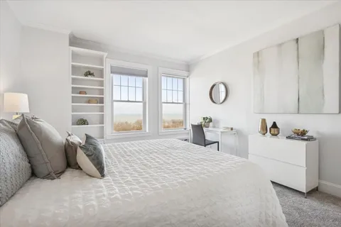 a room with a table and a window