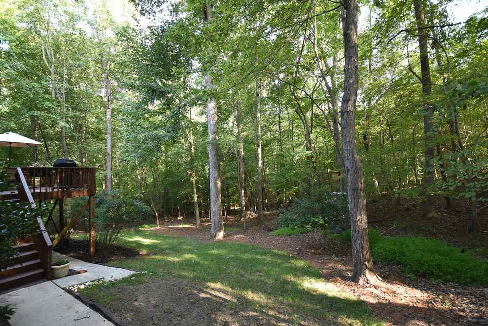 9004 Enfield Court Raleigh, NC 27615 - Photo 27 of 30 Very private and heavily wooded backyard backs to wooded common area. Backyard